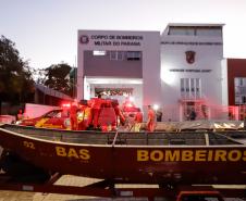 Bombeiros do Paraná vão ajudar nas enchentes no Rio Grande do Sul. Maio de 2024.
