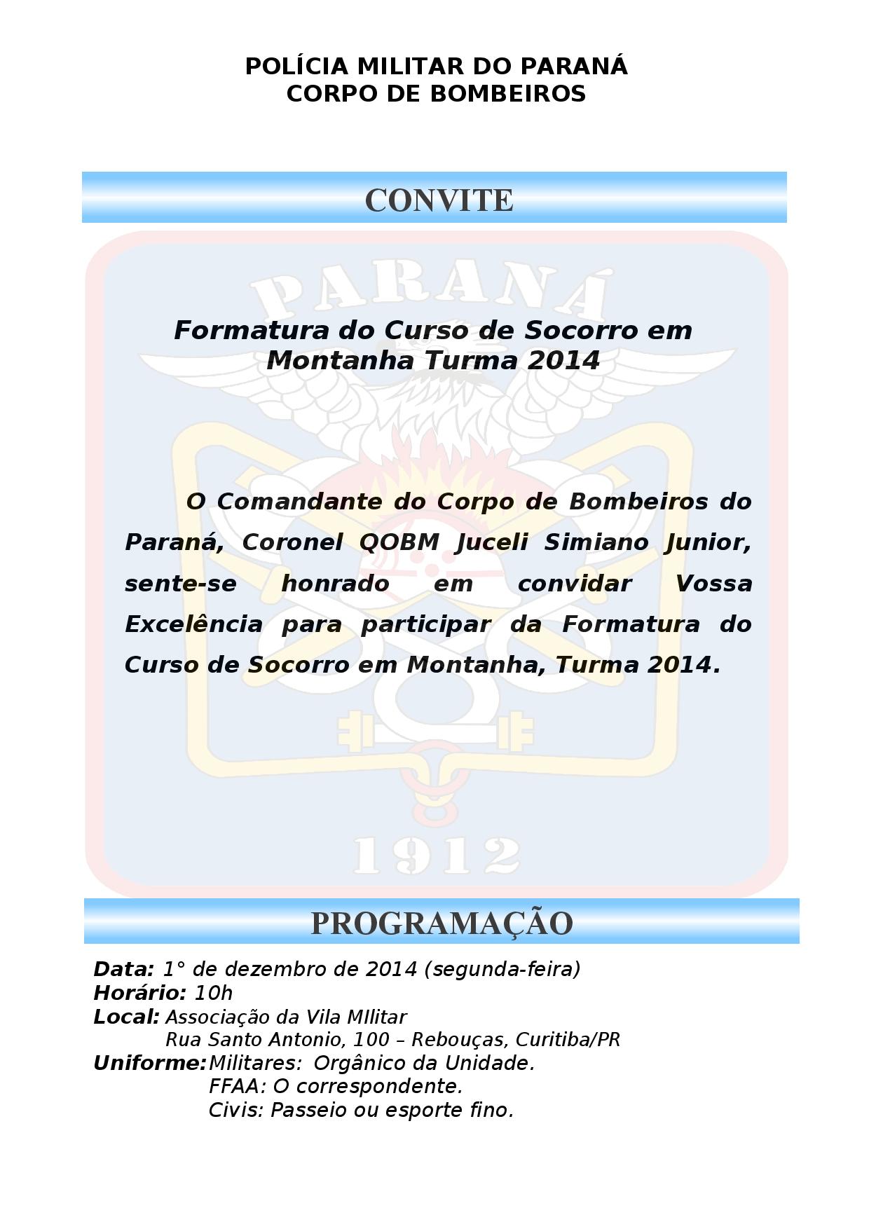 Formatura do Curso de Socorro em Montanha - Turma 2014