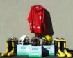 Botas de incêndio, capacetes Gallet e roupa impermeável
