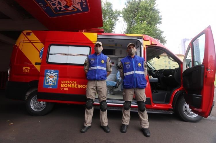 Bombeiros de Foz recebendo nova viatura em 2020