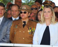 Curitiba, 11 de abril de 2018. Passagem de Comando da PMPRCoronel Audilene Rosa de Paula Dias Rocha assume o Comando Da PMPRSeretário de Segurança Julio Cezar dos Reis, Coronel Audilene Rosa de Paula Dias Rocha e Maria Aparecida Borghetti