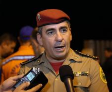 O município de Campina Grande do Sul, Região Metropolitana de Curitiba, conta agora com um grupamento do Corpo de Bombeiros. A governadora Cida Borghetti participou nesta quinta-feira (28) da solenidade oficial de inauguração do quartel. Na foto, o comandante da corporação, coronel Fábio Mariano de Oliveira. Campina Grande do Sul, 28/06/2018.Foto: José Fernando Ogura/ANPr