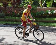 Imagem do 3º Piriathlon de Areia, promovido pelo CEFID-CBMPR em Matinhos. Janeiro de 2024
