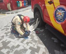 Treino de salvamento em altura do CBMPR