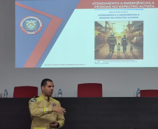 Apresentação do Manual  de Atendimento a Emergência a Pessoas no Espectro Autista, do Major Sinque (CBMPR). Abril 2024.
