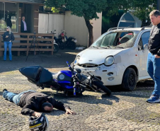 Simulado de atendimento de acidente de trânsito. Maio Amarelo 2024. Francisco Beltrão.