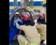 Simulado de atendimento de acidente de trânsito. Maio Amarelo 2024. Jacarezinho.