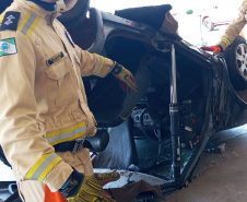 Simulado de atendimento de trânsito em ação do Maio Amarelo. Maio 2024. Pato Branco.