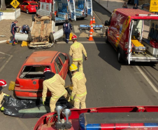 Simulado de atendimento de acidente de trânsito. Maio Amarelo 2024. Santo Antônio da Platina.