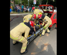 Simulado de atendimento de acidente de trânsito. Maio Amarelo 2024. Santo Antônio da Platina.