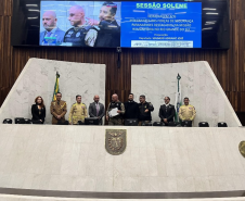 Homenagem da Alep para as forças de segurança que atuaram no Rio Grande do Sul em 2024.