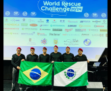 Corpo de Bombeiros Militar do Paraná em ação no World Rescue Challenge, nos Açores, em 2024.