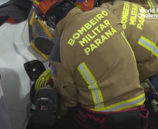 Corpo de Bombeiros Militar do Paraná em ação no World Rescue Challenge, nos Açores, em 2024.