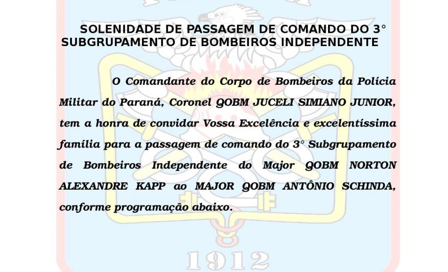 Passagem de Comando do 3° Subgrupamento de Bombeiros Independente
