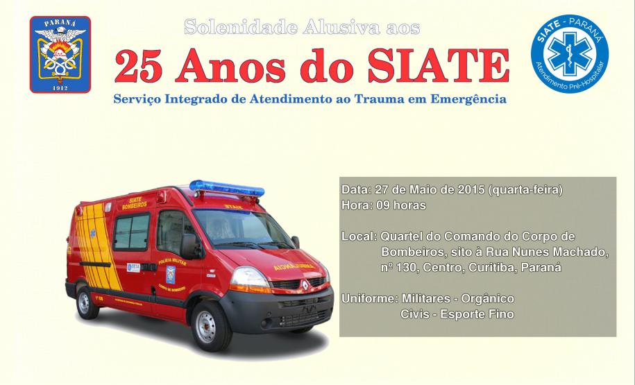 Convite para a Solenidade Alusiva aos 25 anos do SIATE