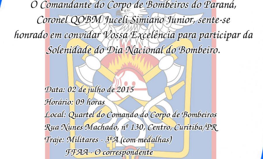 Convite para o Dia Nacional do Bombeiro