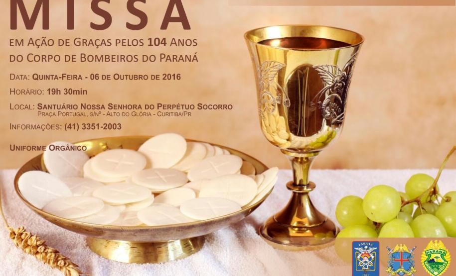 Missa em Ação de Graças pelos 104 anos do Corpo de Bombeiros do Paraná