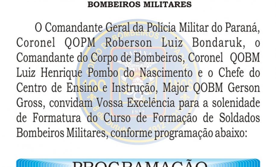 Convite Solenidade de Formatura do CFSD