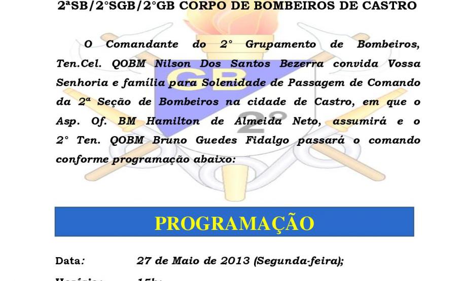 2º Seção de Bombeiros de Castro terá novo Comandante