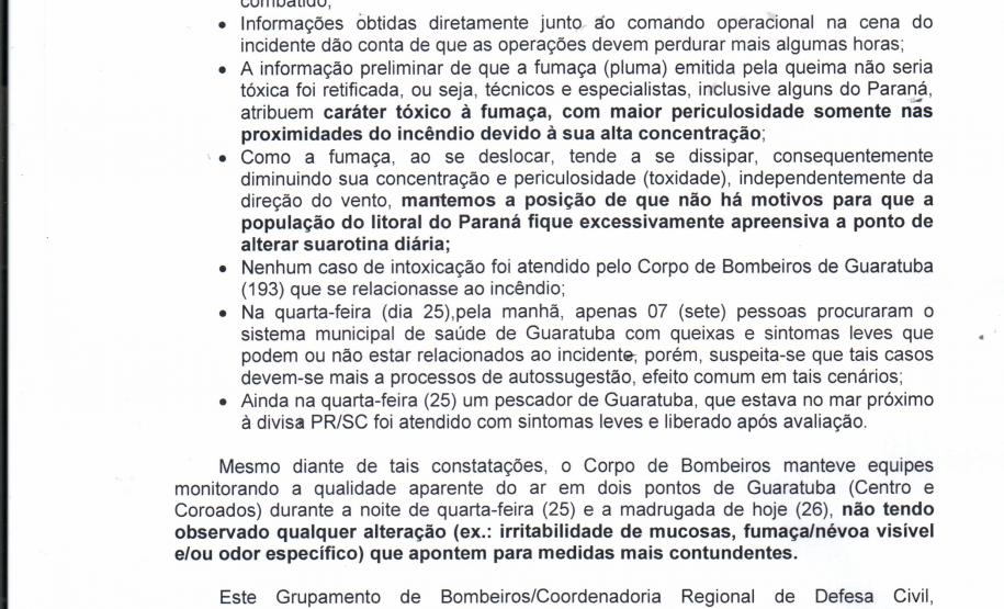 Incêndio em São Francisco/SC – Implicações para o Paraná