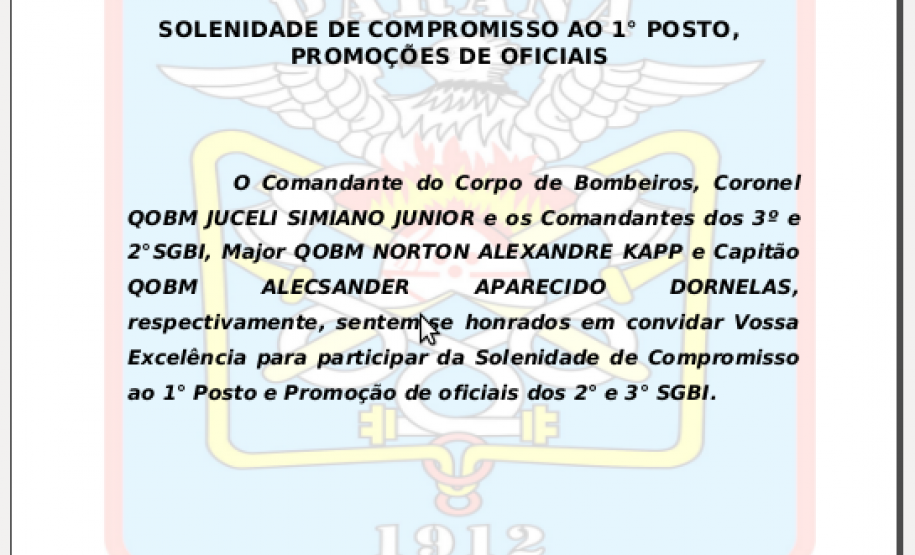 Solenidade de compromisso ao 1º Posto, Promoções de Oficiais