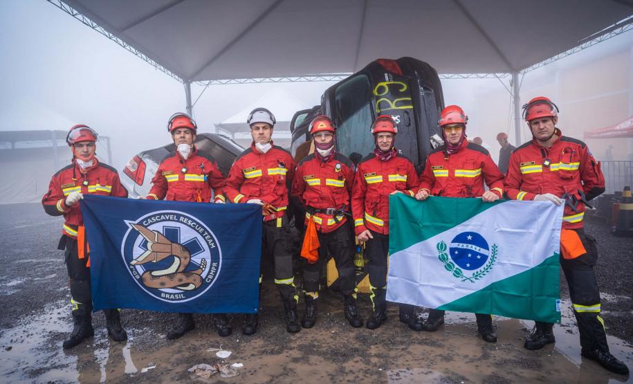 Equipe de Cascavel de Salvamento Veicular em ação durante o Desafio Nacional de 2023, em Gramado