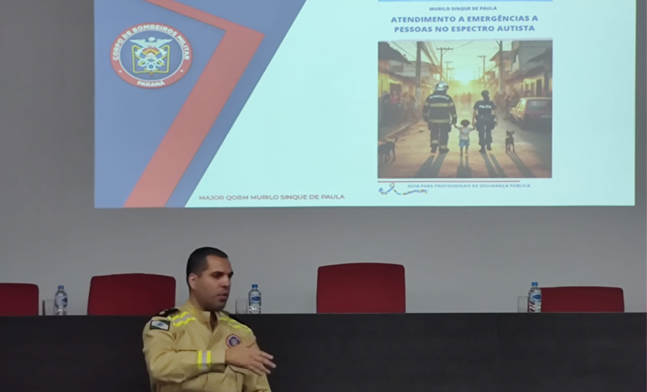 Apresentação do Manual  de Atendimento a Emergência a Pessoas no Espectro Autista, do Major Sinque (CBMPR). Abril 2024.