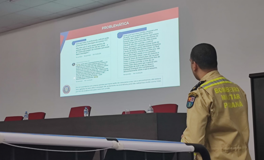 Apresentação do Manual  de Atendimento a Emergência a Pessoas no Espectro Autista, do Major Sinque (CBMPR). Abril 2024.