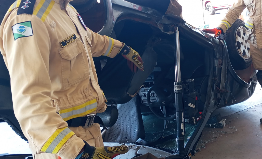 Simulado de atendimento de trânsito em ação do Maio Amarelo. Maio 2024. Pato Branco.