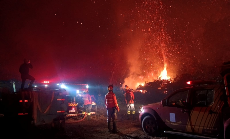 Bombeiros do Paraná em ação durante os incêndios florestais em agosto de 2024.