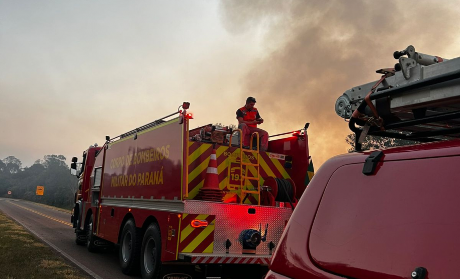 Bombeiros do Paraná em ação durante os incêndios florestais em agosto de 2024.