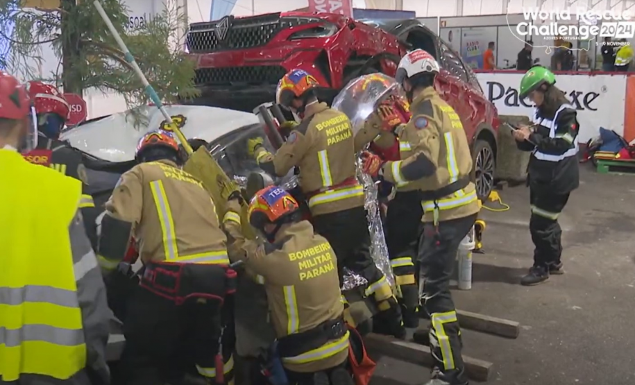 Corpo de Bombeiros Militar do Paraná em ação no World Rescue Challenge, nos Açores, em 2024.
