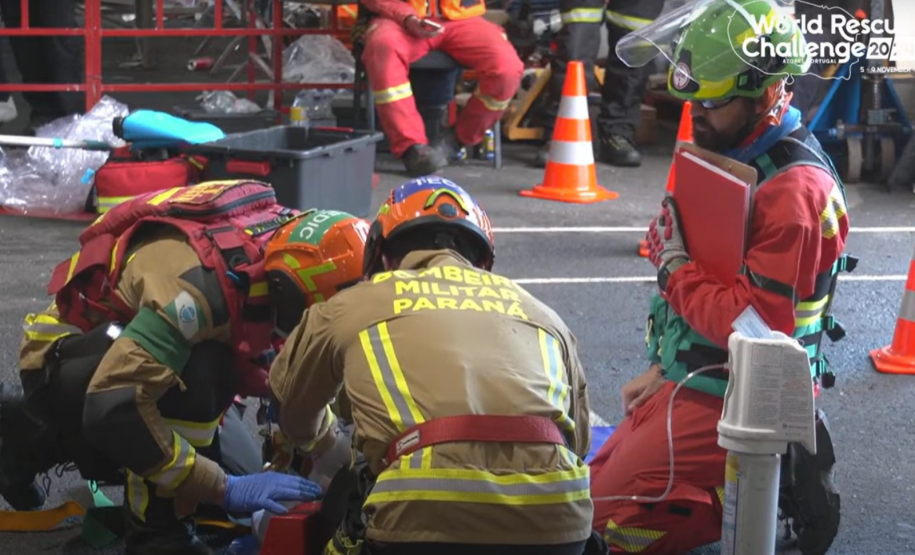 Corpo de Bombeiros Militar do Paraná em ação no World Rescue Challenge, nos Açores, em 2024.